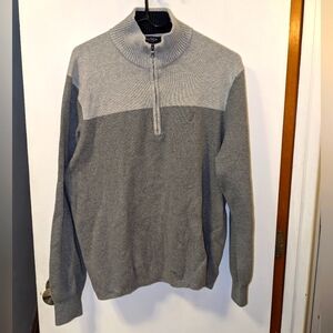 Nautica 2 Tone Gray Men's Quarter Zip Cotton Sweater Size Large